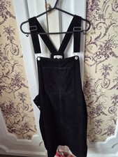 Womens Black Cord Dungaree