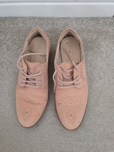 Clarks pink suede brogues - clarks,