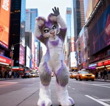 Long Fur Husky Dog Fox Mascot