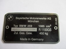 Type plate BMW R 1100 R1100GS GS S25 Motorcycle ID-plate placca