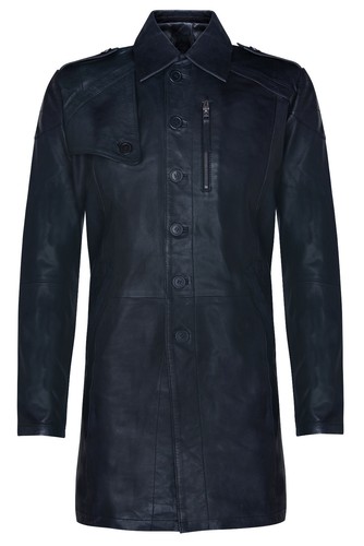 Mens black leather trench - mens,