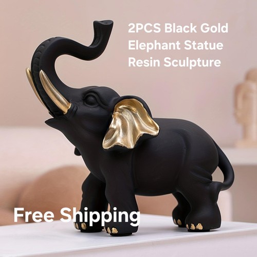 2pcs black gold elephant - black,