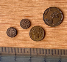 Victoria Toy/Model Money 1848 Model Penny, 1/2 Farthing, 1/16th 1/4d (ref #a53)