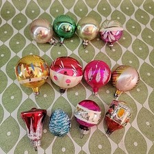 12 Vintage Retro Glass Christmas Tree Decorations baubles Job Lot Bundle