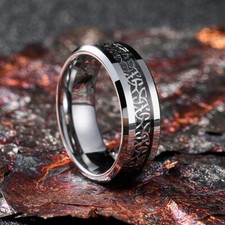 8mm Tungsten Wedding Ring Celtic Irish Mens Engagement Band Ring for Men Couple