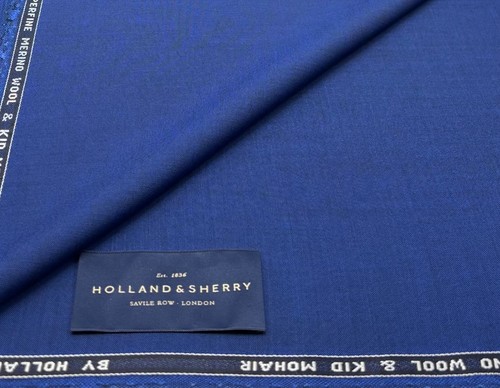 Blue wool mohair fabric - blue,
