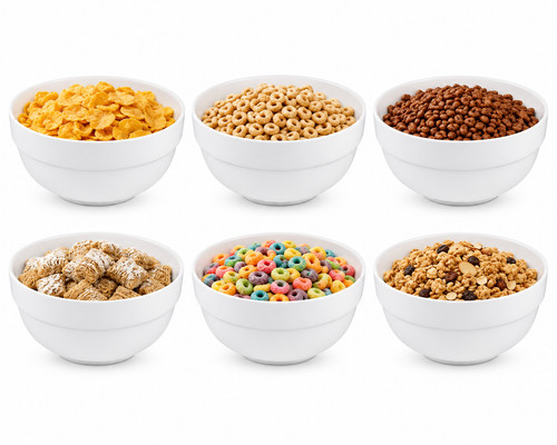 White cereal bowls set - bowls, 6