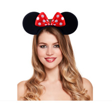 RED BOW MOUSE EARS HEADBAND
