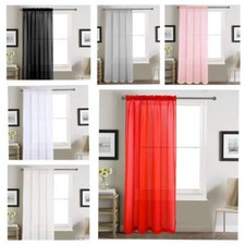 Voile Curtain Panel Slot Top Plain Curtain Single Panel Plain Voile