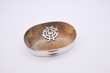 Quality Antique Sterling Silver William Comyns Agate Snuff Box London 1892
