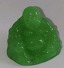 VINTAGE GREEN GLASS BUDDHA 4 CM TALL Miniature Figurine 