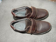 Clarks Brown Leather RIPTAPE FASTENING  Shoe Men EXTRA-WIDE UK-9 G