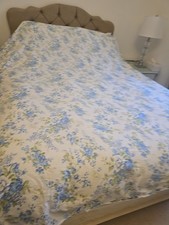 Vintage Floral Blue Flannel Brush Cotton Double sheet Flannelette 220 X 230