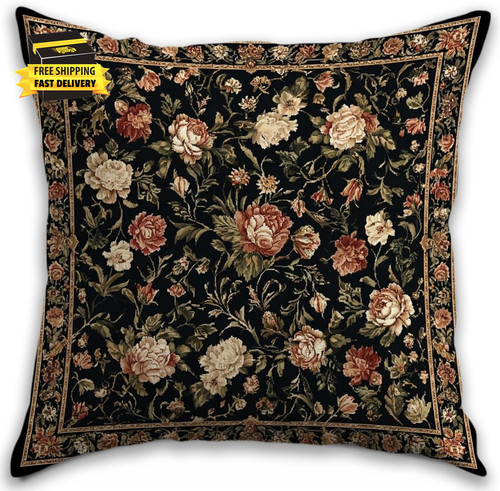 Vintage floral throw - floral, pillow