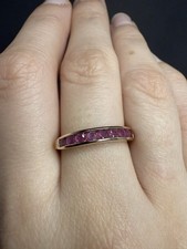 9ct Gold Thai Ruby Eternity Band - Size P - Fully Hallmarked