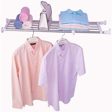 Tension Shelf Expandable Rod Closet System 5 Bar Clothes Rack 50-80cm Hershii