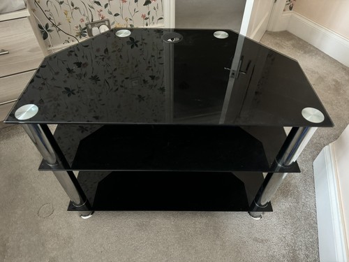 Black glass corner unit - black,