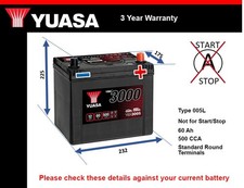 Car Battery YBX3005 Yuasa 005L