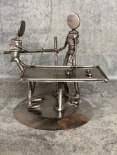 Steampunk Nuts & Bolts Sculpture Snooker Players - Metal Vintage 