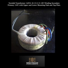Tortec Toroidal Transformer 160VA Sec: 18-15-0-15-18V Pri: 230VAC