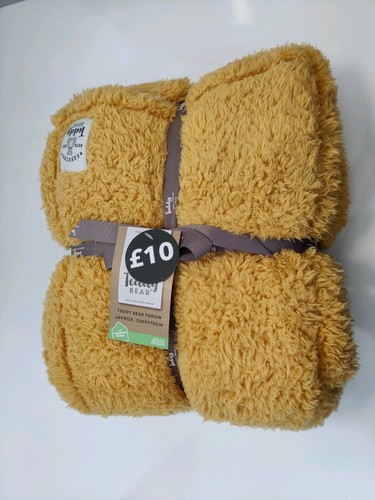 Dunelm teddy throw - teddy, ochre