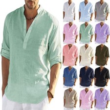 Mens Solid Cotton Beach Shirts