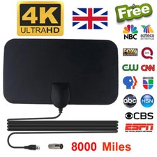 HDTV Digital TV Antenna Indoor Aerial HD Freeview Signal Thin 8000 Miles UK New