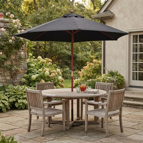 Black garden parasol with - 2.4m,