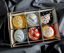 Hand Made Mouth Blown set of 6 . 8cm Christmas Glass Baubles Ornaments multisale