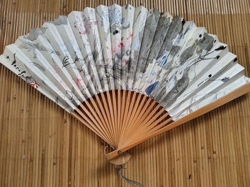 Watercolor fan japanese kimono - fan,