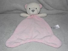 Sainsburys teddy comforter soft toy Grow Play pink beat stripe blankie