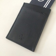 ORIGINAL PENGUIN BLACK LEATHER CARD CASE 3 SLOTS NEW