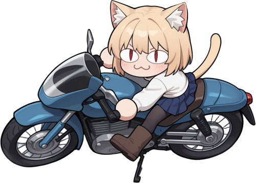 Cat girl riding motorcycle - girl,