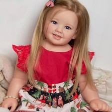 28in Finished Reborn Baby Doll Handmade Cute Toddler Girl Rooted Hair Cloth Body