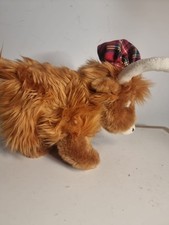 New Keel Toys Scottish Highland Cow & Tartan Hat Soft Plush Cuddly Toy