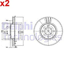 2X Brake Disc DELPHI Fits FORD