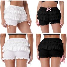 UK Women's Lace Trim Layered Ruffle Bloomers Shorts Pumpkin Pants Pettipants