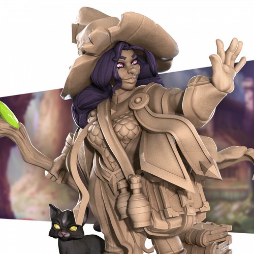 Halfing female wizard staff - female,