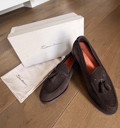 Santoni brown suede tassel - santoni,