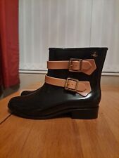 VIVIENNE WESTWOOD BLACK RUBBER BONDAGE PIRATE WELLIE BOOTS Size 5