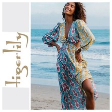 BNWT TIGERLILY ALITA GRETA SILK BLEND MAXI DRESS MEDIUM /10 RRP $279.00