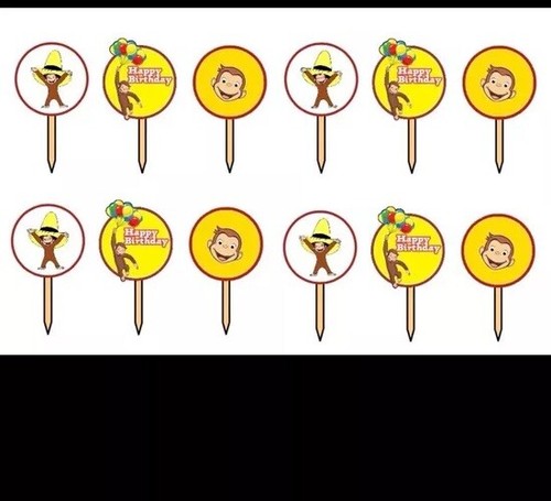 Curious george cupcake toppers - curious,