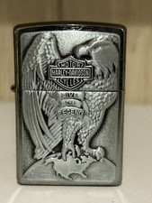 GENUINE Zippo Lighter HARLEY DAVIDSON EAGLE ON GLOBE Brushed Chrome 2018