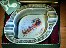 Green Ashtray  Hunting With Dogs Vintage Irish Porcelain By Wade CO Armagh