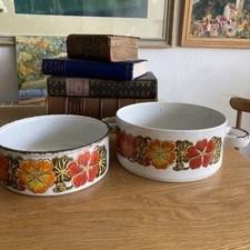 Retro 70s Midwinter Stonehenge Nasturtium cook serving dishes oven proof 19/18cm