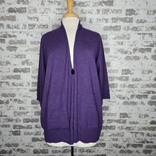 Le Tricot Perugia Italy Sweater Womens Cashmere Silk Wool Cardigan 3/4 Sleeve M