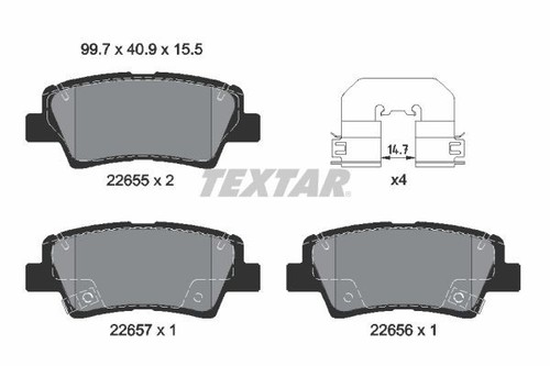 Textar 2265501 rear brake - brake, pad