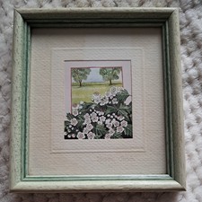 Picture water colour by Sharon Jervis signed ~ Framed 13cm x 14cm