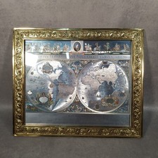 Framed Blaeu Wall Map Print – Nova Orbis Tabula c.1665 Decorative World Map