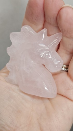 Rose quartz unicorn carving - rose,